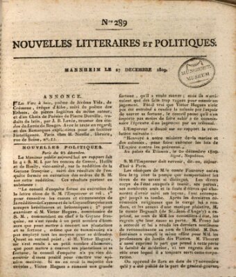 Nouvelles littéraires et politiques (Gazette des Deux-Ponts) Mittwoch 27. Dezember 1809