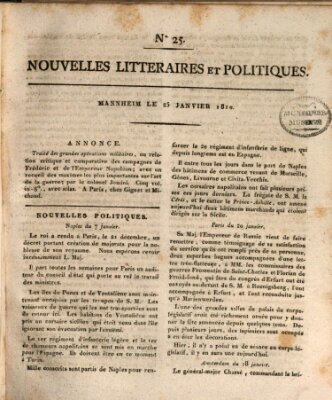 Nouvelles littéraires et politiques (Gazette des Deux-Ponts) Donnerstag 25. Januar 1810