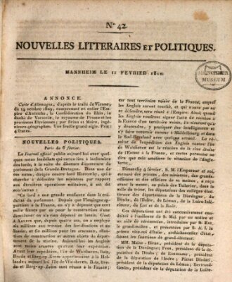 Nouvelles littéraires et politiques (Gazette des Deux-Ponts) Sonntag 11. Februar 1810