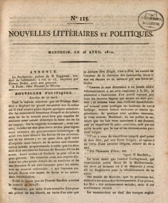 Nouvelles littéraires et politiques (Gazette des Deux-Ponts) Donnerstag 26. April 1810