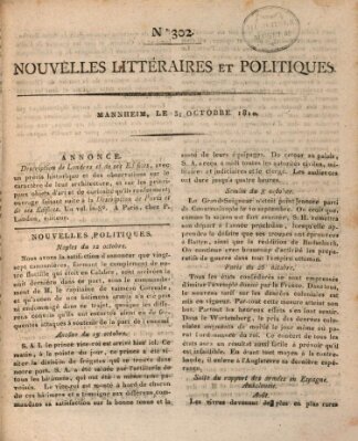 Nouvelles littéraires et politiques (Gazette des Deux-Ponts) Mittwoch 31. Oktober 1810