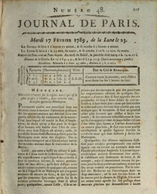 Journal de Paris 〈Paris〉 Dienstag 17. Februar 1789