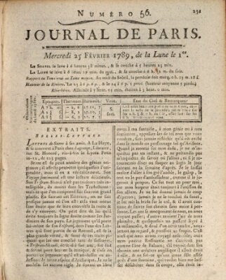 Journal de Paris 〈Paris〉 Mittwoch 25. Februar 1789