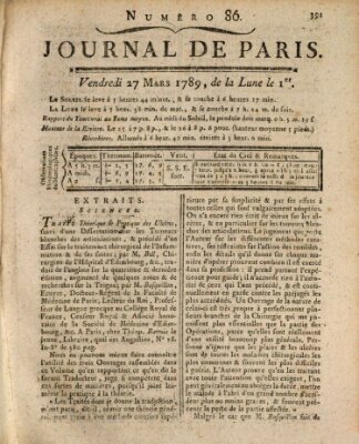 Journal de Paris 〈Paris〉 Freitag 27. März 1789