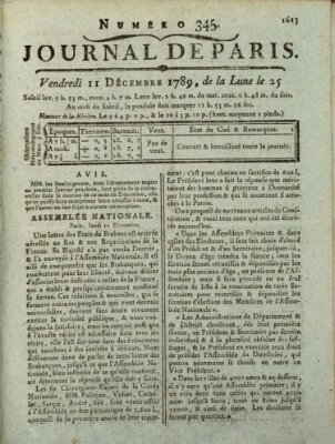 Journal de Paris 〈Paris〉 Freitag 11. Dezember 1789