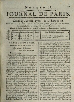 Journal de Paris 〈Paris〉 Montag 25. Januar 1790