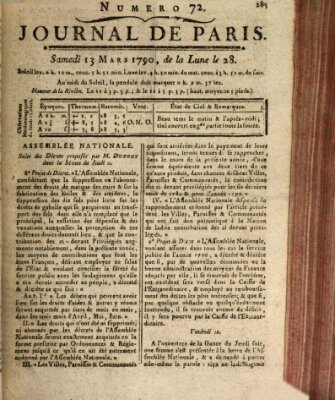Journal de Paris 〈Paris〉 Samstag 13. März 1790