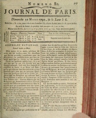 Journal de Paris 〈Paris〉 Sonntag 21. März 1790