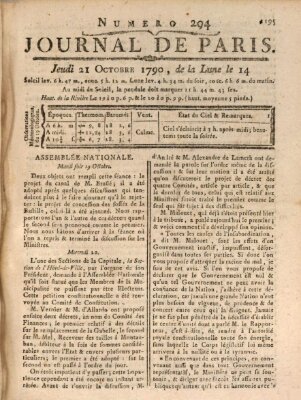 Journal de Paris 〈Paris〉 Donnerstag 21. Oktober 1790