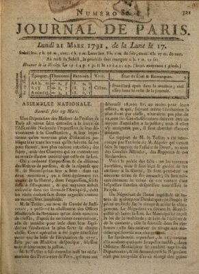 Journal de Paris 〈Paris〉 Montag 21. März 1791