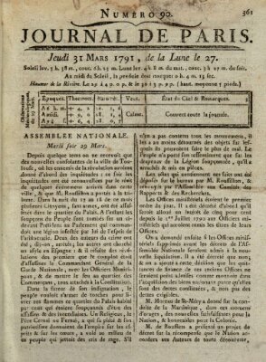 Journal de Paris 〈Paris〉 Donnerstag 31. März 1791
