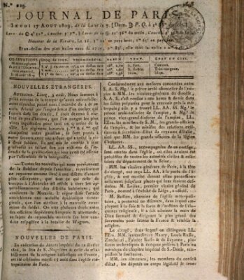 Journal de Paris 〈Paris〉 Donnerstag 17. August 1809