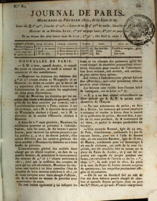 Journal de Paris 〈Paris〉 Mittwoch 20. Februar 1811