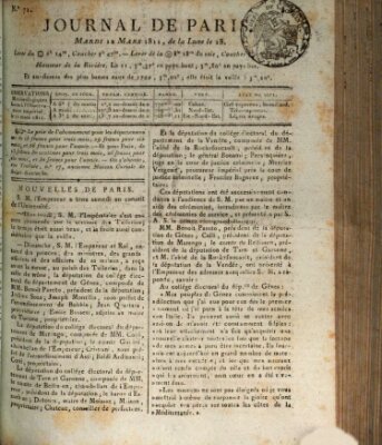 Journal de Paris 〈Paris〉 Dienstag 12. März 1811