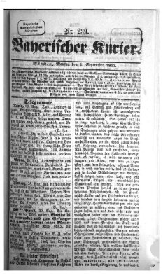 Bayerischer Kurier Montag 1. September 1862