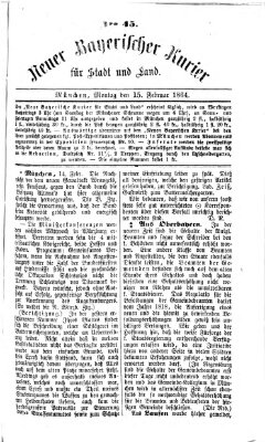 Neuer bayerischer Kurier für Stadt und Land Montag 15. Februar 1864