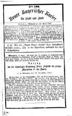 Neuer bayerischer Kurier für Stadt und Land Mittwoch 13. April 1864
