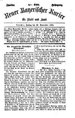 Neuer bayerischer Kurier für Stadt und Land Freitag 22. September 1865