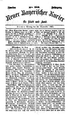 Neuer bayerischer Kurier für Stadt und Land Montag 25. September 1865