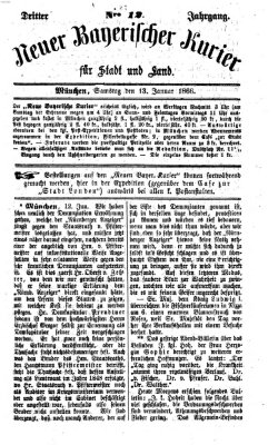 Neuer bayerischer Kurier für Stadt und Land Samstag 13. Januar 1866
