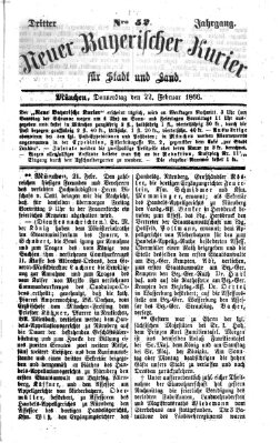 Neuer bayerischer Kurier für Stadt und Land Donnerstag 22. Februar 1866