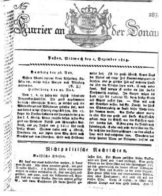 Kourier an der Donau (Donau-Zeitung) Mittwoch 1. Dezember 1813