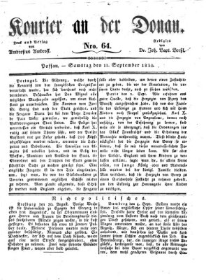 Kourier an der Donau (Donau-Zeitung) Samstag 11. September 1830