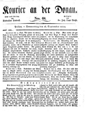 Kourier an der Donau (Donau-Zeitung) Donnerstag 16. September 1830