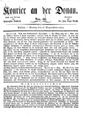 Kourier an der Donau (Donau-Zeitung) Freitag 17. September 1830