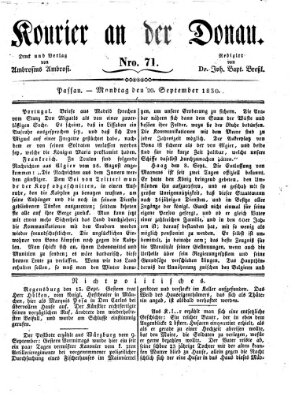 Kourier an der Donau (Donau-Zeitung) Montag 20. September 1830