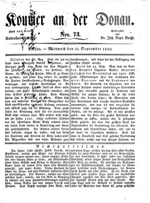 Kourier an der Donau (Donau-Zeitung) Mittwoch 22. September 1830