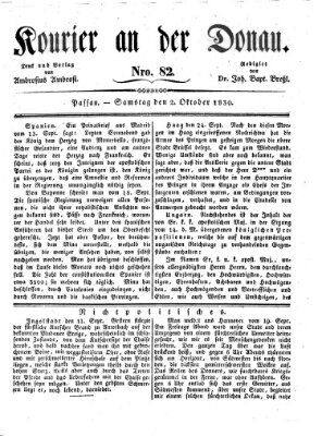 Kourier an der Donau (Donau-Zeitung) Samstag 2. Oktober 1830