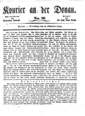 Kourier an der Donau (Donau-Zeitung) Dienstag 12. Oktober 1830