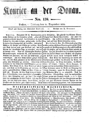 Kourier an der Donau (Donau-Zeitung) Freitag 31. Dezember 1830
