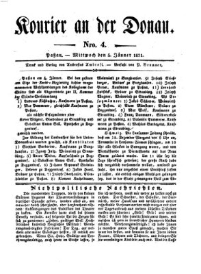 Kourier an der Donau (Donau-Zeitung) Mittwoch 5. Januar 1831