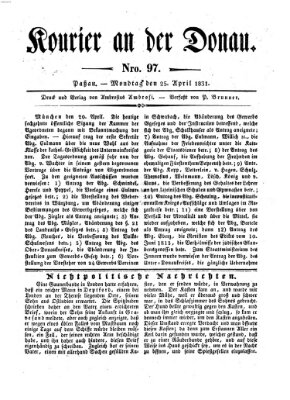 Kourier an der Donau (Donau-Zeitung) Montag 25. April 1831