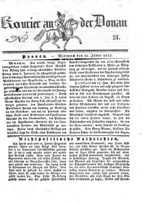 Kourier an der Donau (Donau-Zeitung) Mittwoch 25. Januar 1832
