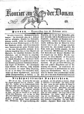 Kourier an der Donau (Donau-Zeitung) Donnerstag 16. Februar 1832