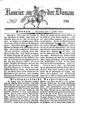 Kourier an der Donau (Donau-Zeitung) Freitag 1. Juni 1832