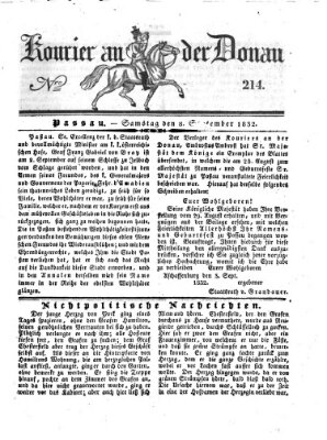 Kourier an der Donau (Donau-Zeitung) Samstag 8. September 1832