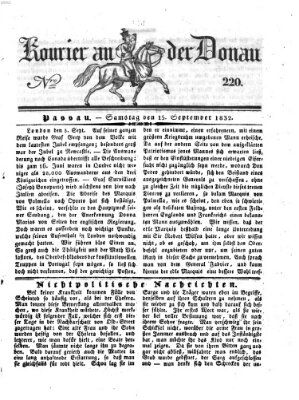 Kourier an der Donau (Donau-Zeitung) Samstag 15. September 1832