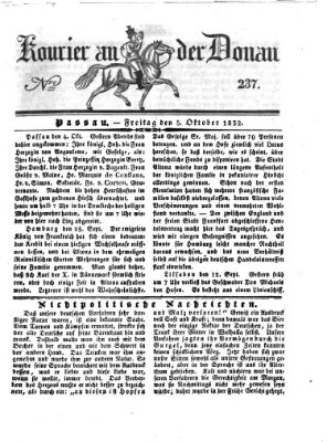 Kourier an der Donau (Donau-Zeitung) Freitag 5. Oktober 1832