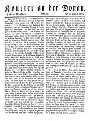 Kourier an der Donau (Donau-Zeitung) Montag 8. April 1833