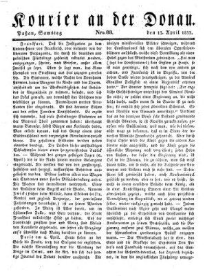 Kourier an der Donau (Donau-Zeitung) Samstag 13. April 1833