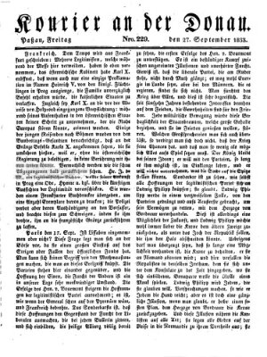 Kourier an der Donau (Donau-Zeitung) Freitag 27. September 1833