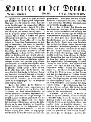 Kourier an der Donau (Donau-Zeitung) Freitag 29. November 1833