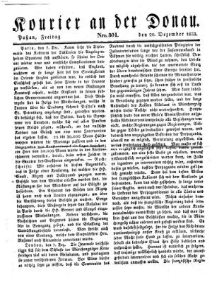 Kourier an der Donau (Donau-Zeitung) Freitag 20. Dezember 1833