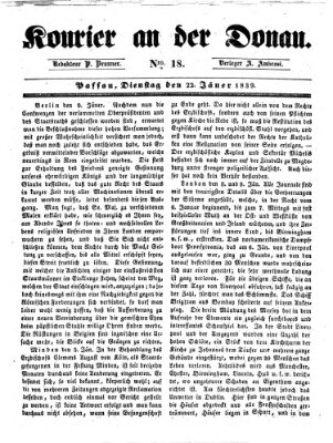 Kourier an der Donau (Donau-Zeitung) Dienstag 22. Januar 1839