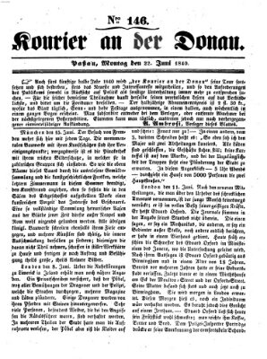 Kourier an der Donau (Donau-Zeitung) Montag 22. Juni 1840