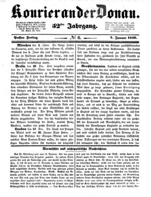 Kourier an der Donau (Donau-Zeitung) Freitag 7. Januar 1842